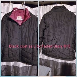 Black winter coat sz L by Faded Glory
